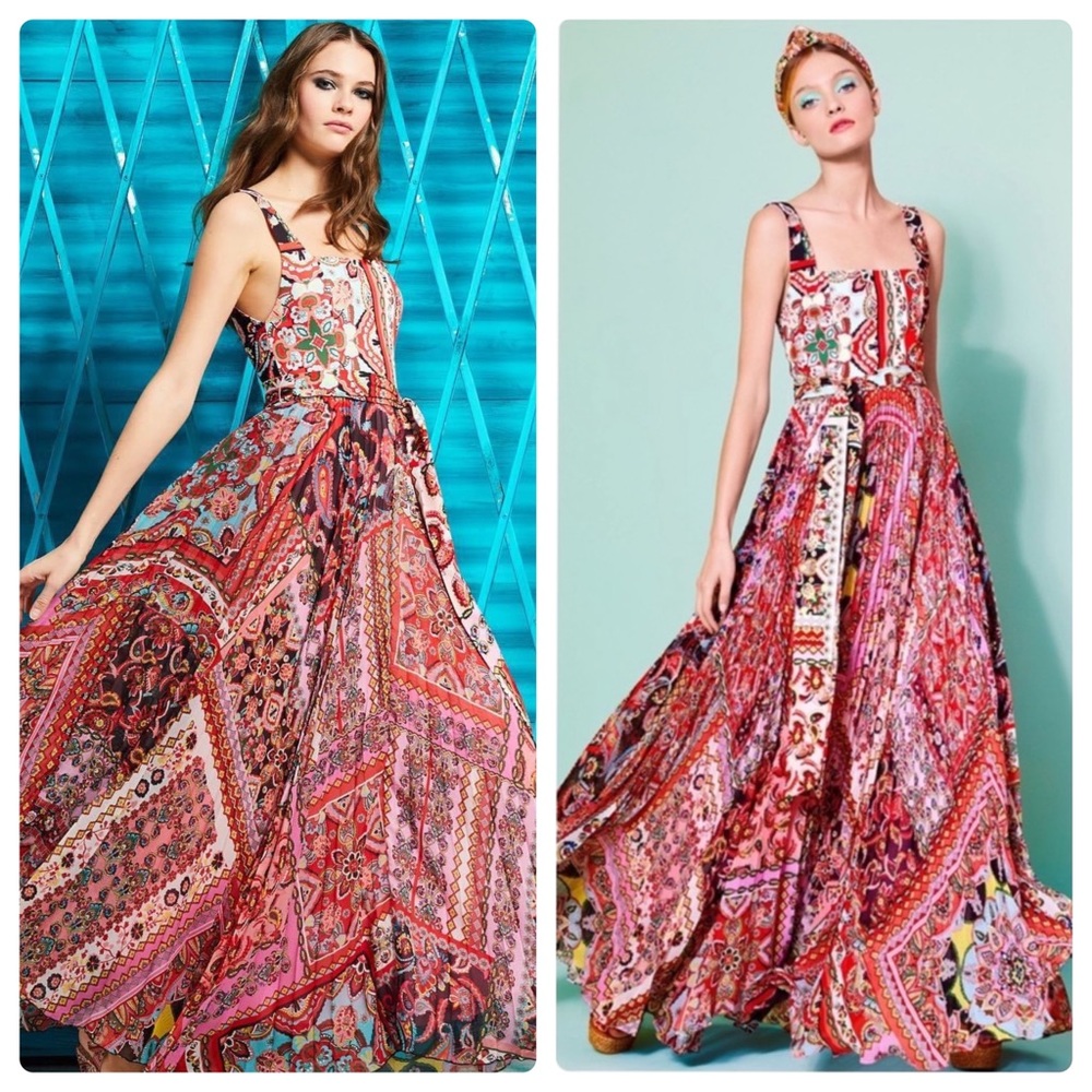 ALICE + OLIVIA Deona Pleated Maxi Dress